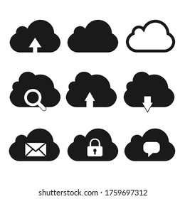 Cloud storage icon for uploading and downloading files and documents from computers, laptops, mobile devices