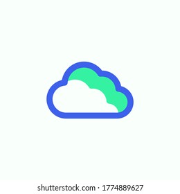Cloud storage icon vector, filled flat sign, Cloud computing bicolor pictogram, green and blue colors. Symbol, logo illustration