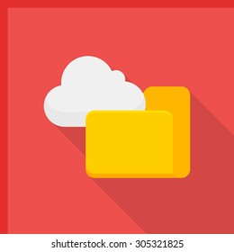 Cloud storage icon, vector illustration. Flat design style with long shadow,eps10