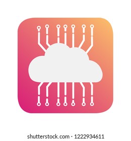 Cloud storage icon.Concept cloud technology data transfer.Flat vector.Cyber network.Isolated on white background.