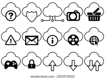 Cloud-Speichersymbole auf weißem Hintergrund.