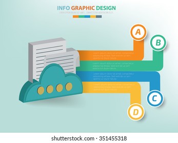 Cloud storage info graphic design,label for text,vector
