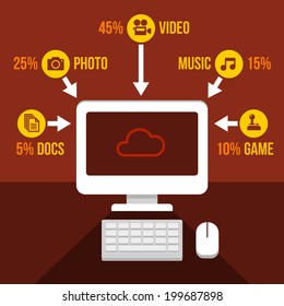 Cloud Storage Infographics Icons Set. Vector illustration