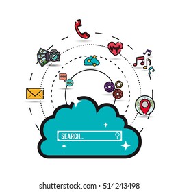 cloud storage and internet related icons image 