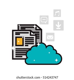 cloud storage and internet related icons image 