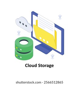 Cloud Storage isometric Colored illustration. EPS File stock illustration