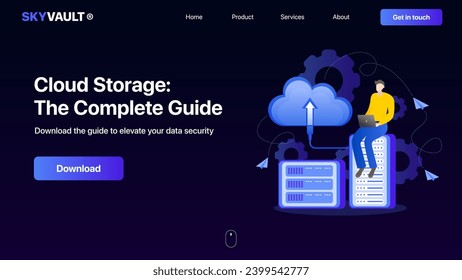 Cloud Storage Landing Page Concept, Cloud Computing. Cloud Services
