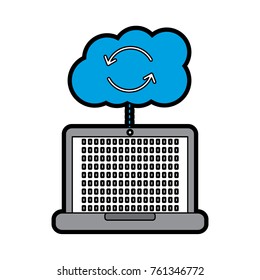 cloud storage with laptop computer icon image