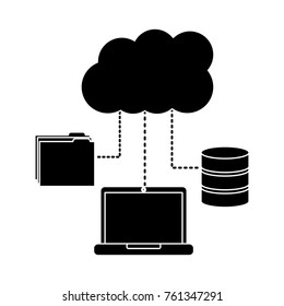 cloud storage with laptop computer icon image 