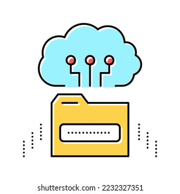 cloud storage library education color icon vector. cloud storage library education sign. isolated symbol illustration