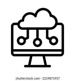 Cloud Storage Line Icon Illustration Vector Graphic