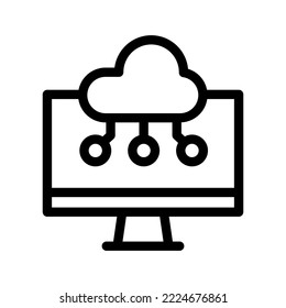 cloud storage line icon illustration vector graphic