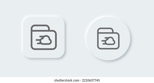 Cloud Storage Line Icon In Neomorphic Design Style. Network Database Signs Vector Illustration.