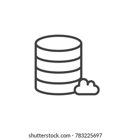 Cloud storage line icon, outline vector sign, linear style pictogram isolated on white. Database symbol, logo illustration. Editable stroke