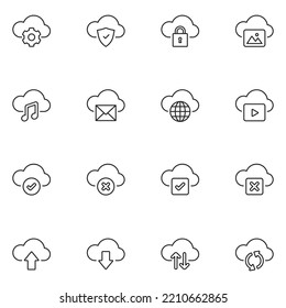 Cloud Storage Line Icon Set