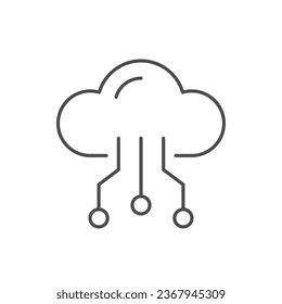 Icono de esquema de línea de almacenamiento en nube