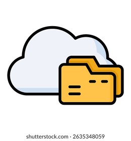 Cloud storage lineal color icon. Simple vector icon design in lineal color style. Editable vector format