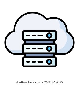 Cloud storage lineal color icon. Simple vector icon design in lineal color style. Editable vector format