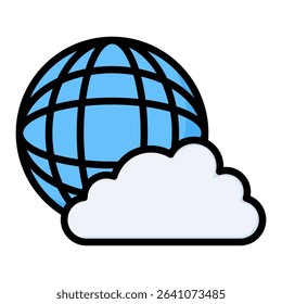 Cloud storage lineal color icon. Simple vector icon design in lineal color style. Editable vector format