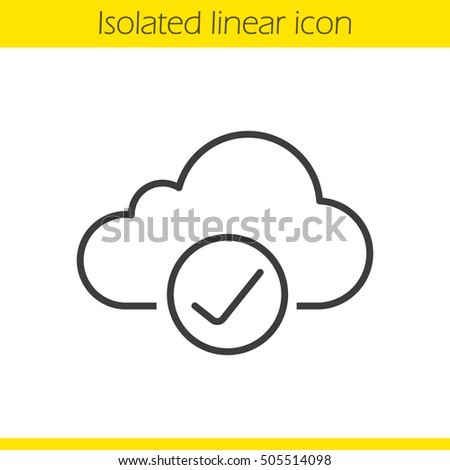 Cloud storage linear icon. Thin line illustration. Cloud computing check mark. Access granted contour symbol. Vector isolated outline drawing