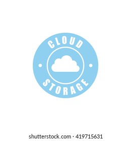 Cloud storage logo, round logotype with cloud silhouette