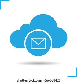 Cloud storage message icon. Drop shadow silhouette symbol. Cloud computing. Negative space. Vector isolated illustration