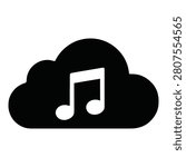 Cloud storage music note icon for audio files and online music services icon