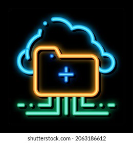 Cloud Storage, vector de señal de luz de neón. Icono brillante símbolo Cloud Storage. ilustración de símbolo transparente