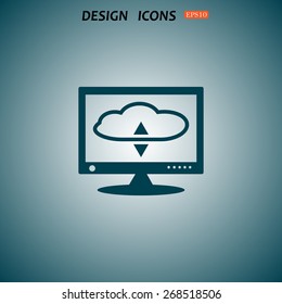 cloud storage on the computer. icon. vector design