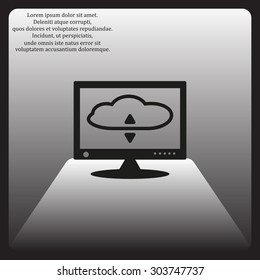cloud storage on the computer. icon. vector design