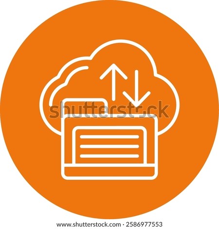 Cloud storage Outline Circle Icon Style Design