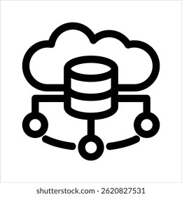Icono de esquema de almacenamiento en la nube. Ilustración vectorial simple sobre fondo blanco