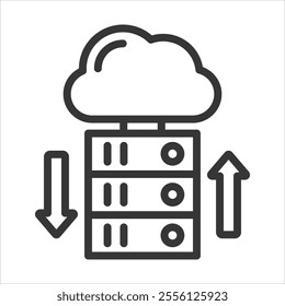 Cloud Storage Outline Icon Vector Illustration