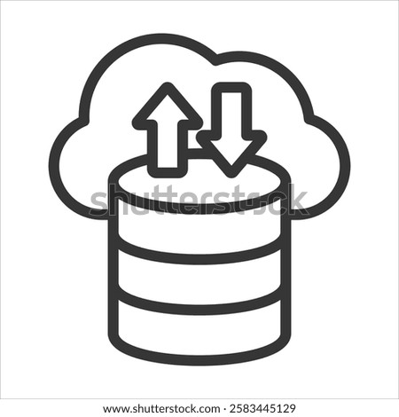 Cloud Storage Outline Icon Vector Illustration