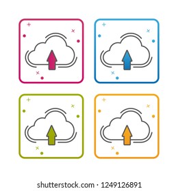 Cloud Storage - Outline Styled Icon - Editable Stroke - Colorful Vector Illustration - Isolated On White Background