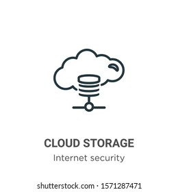 Cloud storage outline vector icon. Thin line black cloud storage icon, flat vector simple element illustration from editable networking concept isolated on white background
