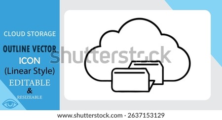 Cloud Storage Outline Vector Icon Linear Style Editable