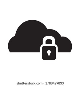 cloud storage with padlock icon over white background, half line half color style, vector illustration
