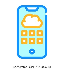 Cloud-Speicher-Handy-Dateien Farbsymbol Vektorgrafik. Cloud-Speichertelefon-Dateien signieren. einzelne Symbolillustration