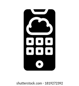 Cloud-Speicher-Handy-Dateien glyph Symbol Vektor. Cloud-Speichertelefon-Dateien signieren. isoliertes Kontursymbol