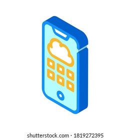 vector de icono isométrico de archivos de teléfono de almacenamiento en nube. firma de archivos de teléfono de almacenamiento en la nube. ilustración de símbolo aislado