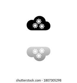 Preferencias de almacenamiento en la nube. Símbolo negro sobre fondo blanco. Ilustración simple. Icono de vector plano. Sombra de reflexión de espejo. Se puede utilizar en proyectos de logotipo, web, móvil e interfaz de usuario