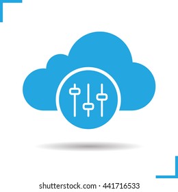 Cloud storage preferences icon. Drop shadow silhouette symbol. Web storage settings. Cloud computing. Vector isolated illustration