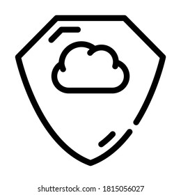 vector de icono de la línea de protección de almacenamiento en la nube. signo de protección de almacenamiento en la nube. símbolo de contorno aislado ilustración negra