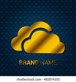 Cloud Storage Royal Golden & Blue Metallic Premium Corporate Logo / Icon
