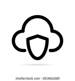 Cloud storage security icon. Cloud computing in line icon style. Vector illustration.