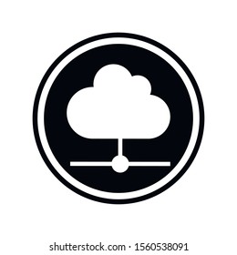 Cloud storage services concept, vector mono line icon