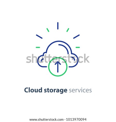 Cloud storage services concept, vector mono line icon