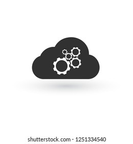 Cloud storage settings linear icon. Web hosting preferences. Cloud computing with cogwheels contour symbol. Vector illustration isolated on white background.