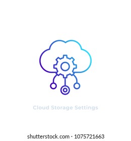 Cloud storage settings vector line icon